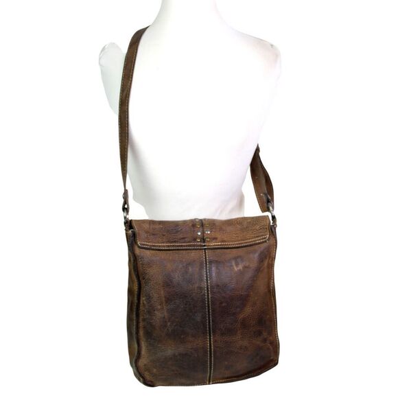ROOMY Patricia Nash BROWN GENUINE LEATHER FLAP X-BODY SHOULDER BAG HANDBAG PURSE - Picture 5 of 16